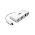 Tripp Lite Adaptador Multipuerto USB-C VGA USB-A GbE Carga PD Blanco