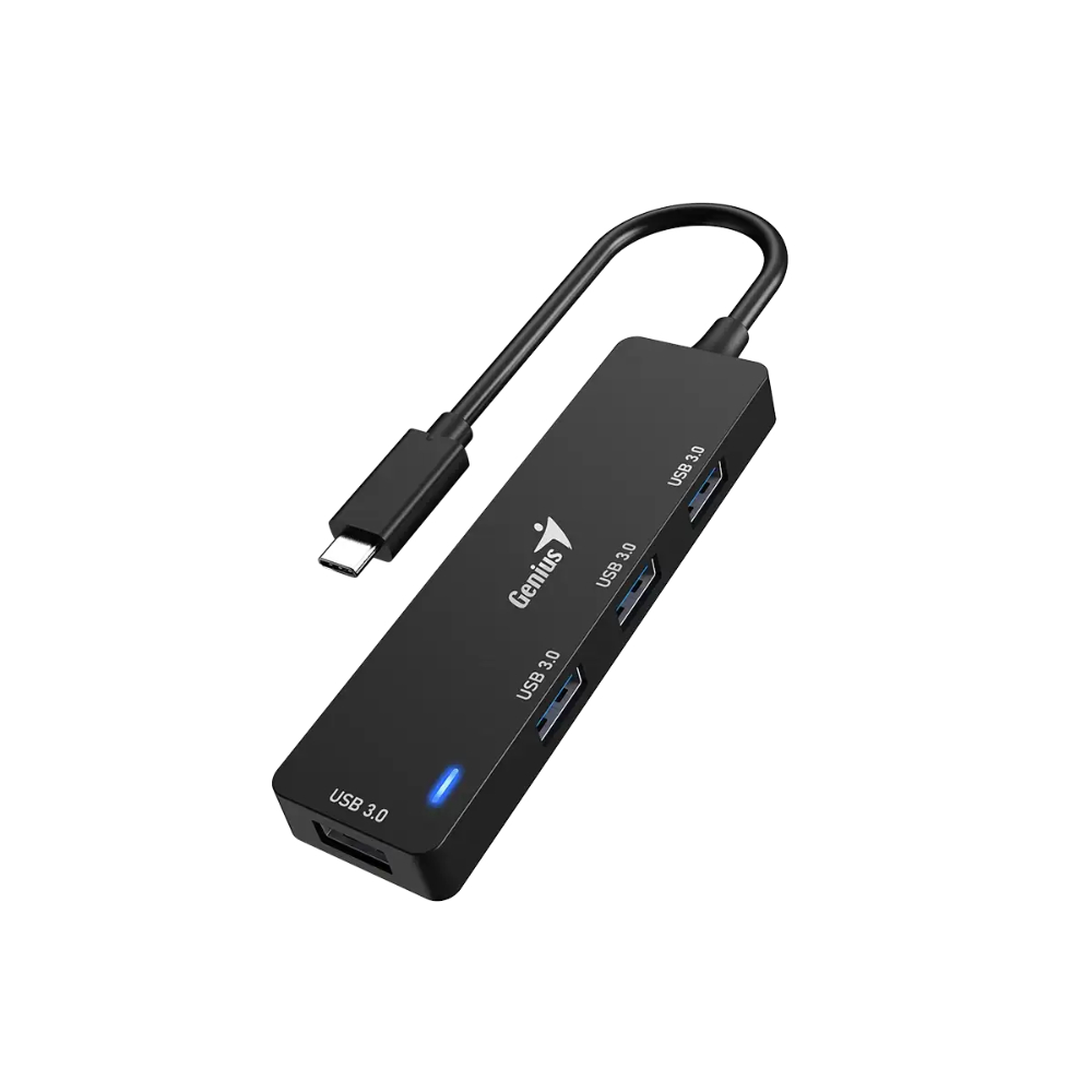 Genius Hub USB-C de 4 Puertos Compacto Negro