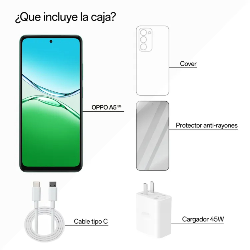 Oppo Celular A5 5G 256GB 8GB Blanco - Imagen 3